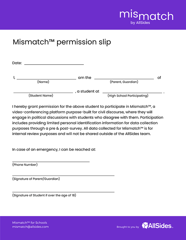 Mismatch Permission Slip