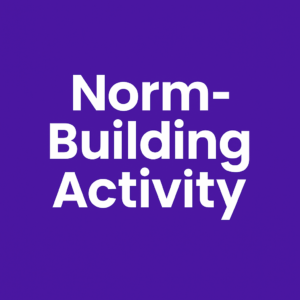 Purple background with bold white text reading “Norm-Building Activity” in Poppins font, centered for use in classroom management.